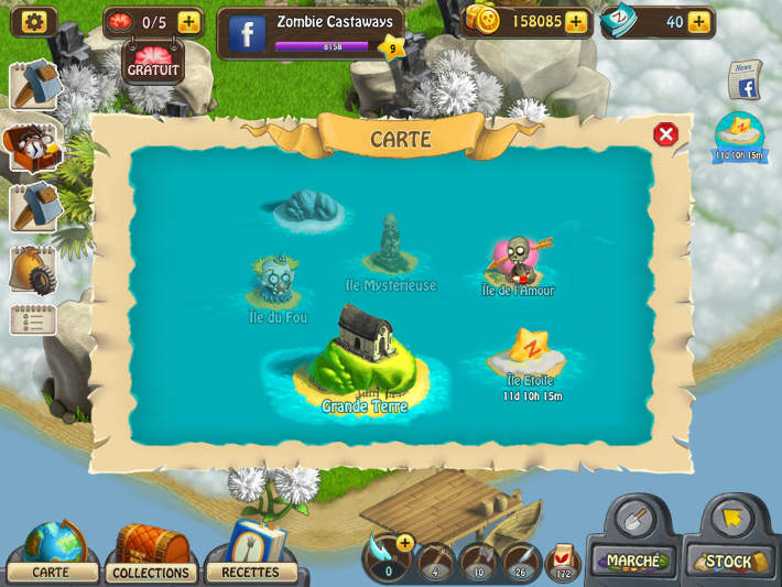 La map dans Zombie Castaways