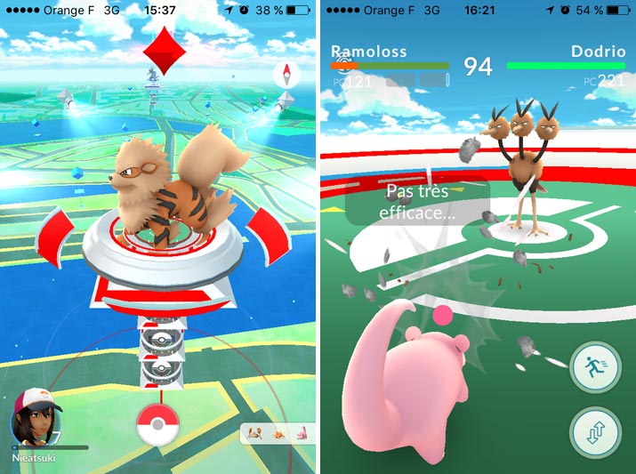 Les arènes dans Pokémon Go