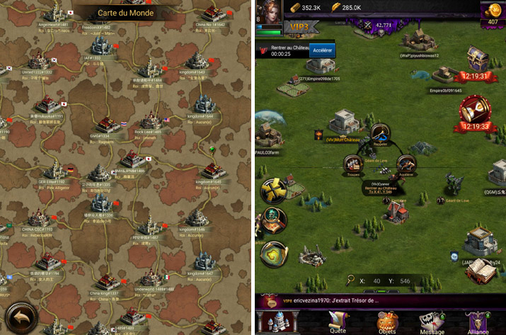 La map dans Clash of Kings