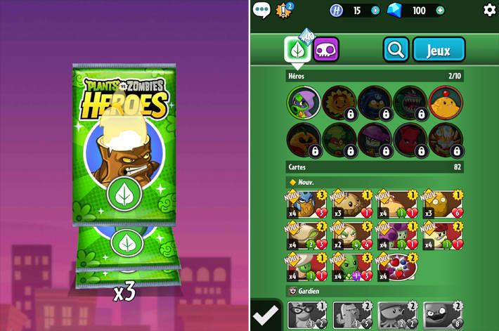 Cartes à collectionner dans Plants vs Zombies Heroes