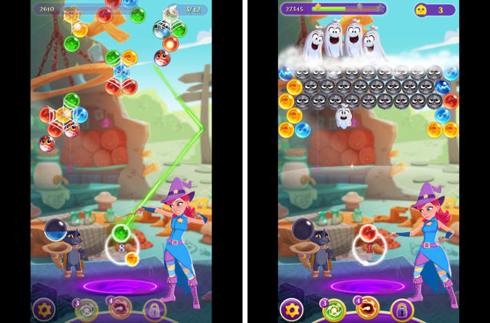 Deux niveaux avec objectifs différents : Bubble Witch 3 Saga