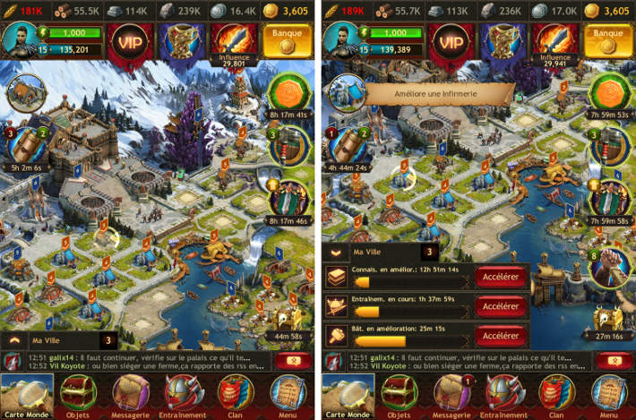 Ville et Interface dans Vikings: War of Clans