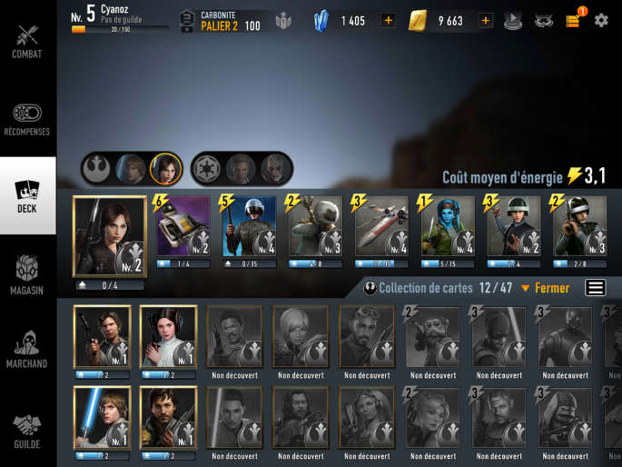 deck rebelle dans Star Wars : Force Arena