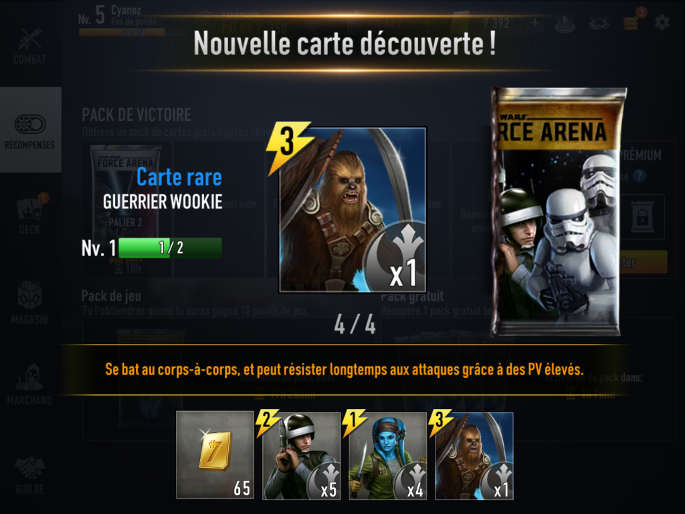 Ouverture d'un pack de cartes