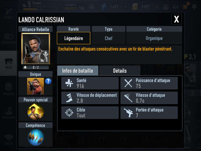 Stats d'une carte heros