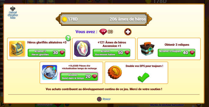 Boutique de Clicker Heroes sur PS4