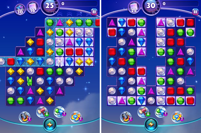 2 niveaux du jeu Bejeweled Stars