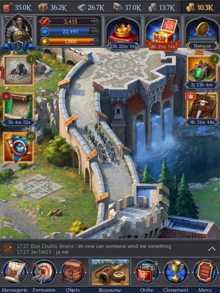 Captures d'écran de Medieval War, jeu de stratégie en ligne.