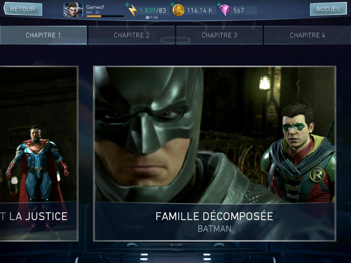 Mode histoire dans Injustice 2 sur mobile