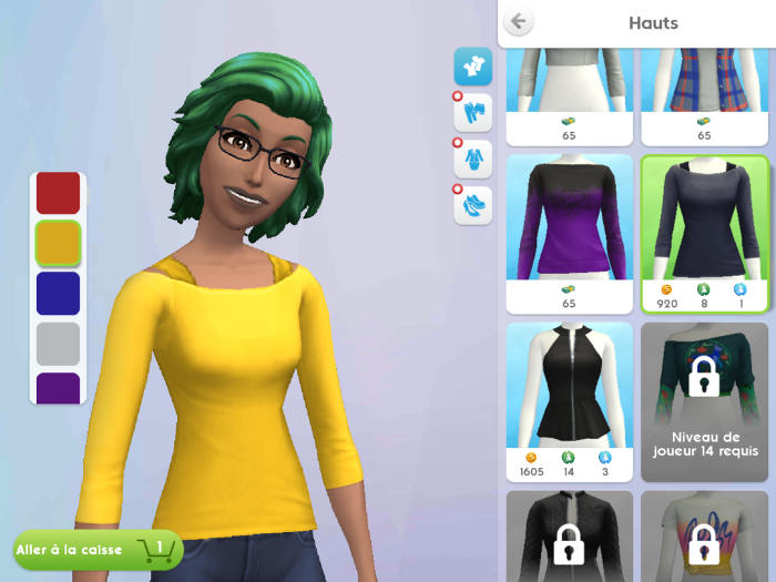 Achat de vêtements - Sims Mobile