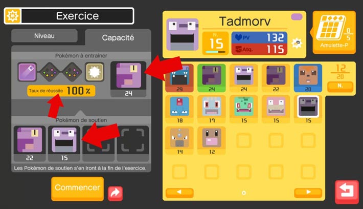 Pokémon Quest, l'entrainement