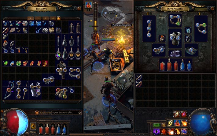 Path of exile Delve, inventaire et gemmes