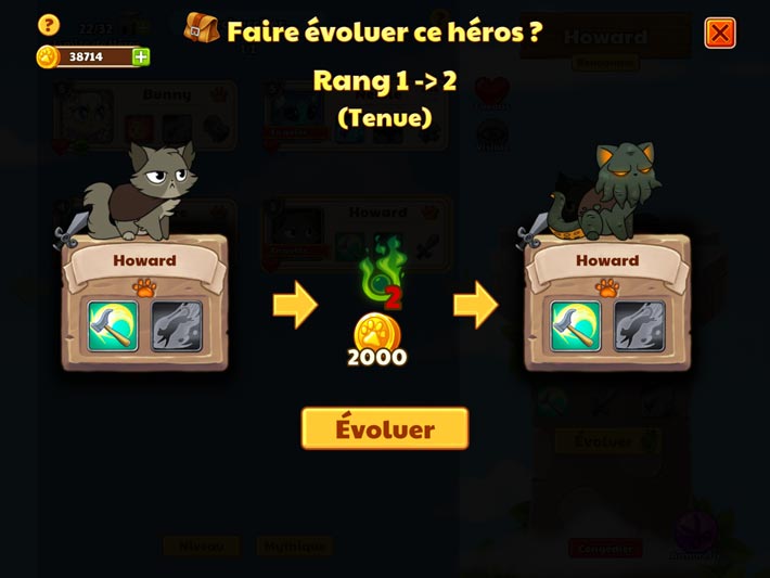 Astuce pour faire évoluer les chats de Castle Cats 