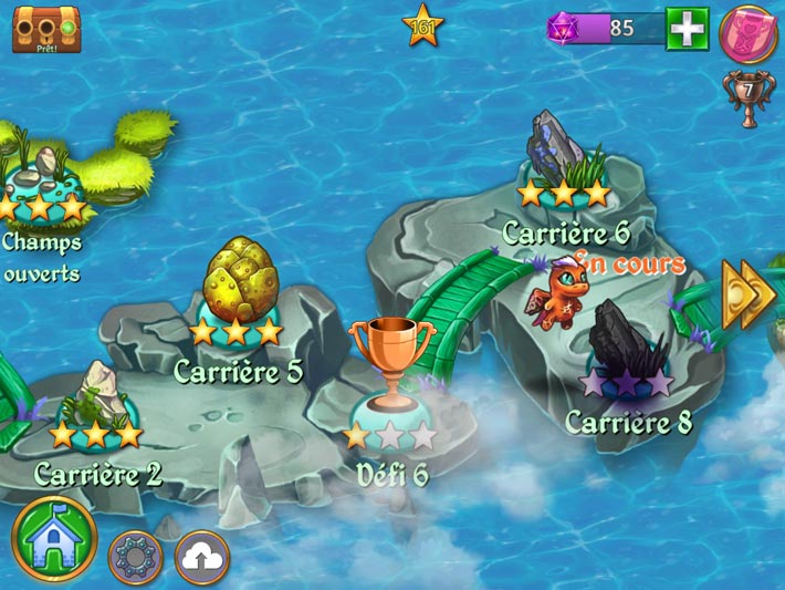 La carte des différents niveaux dans Merge Dragons!