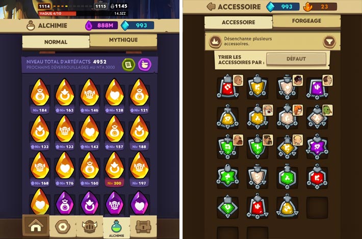 Almost a Hero - Idle RPG Clicker, les artefacts