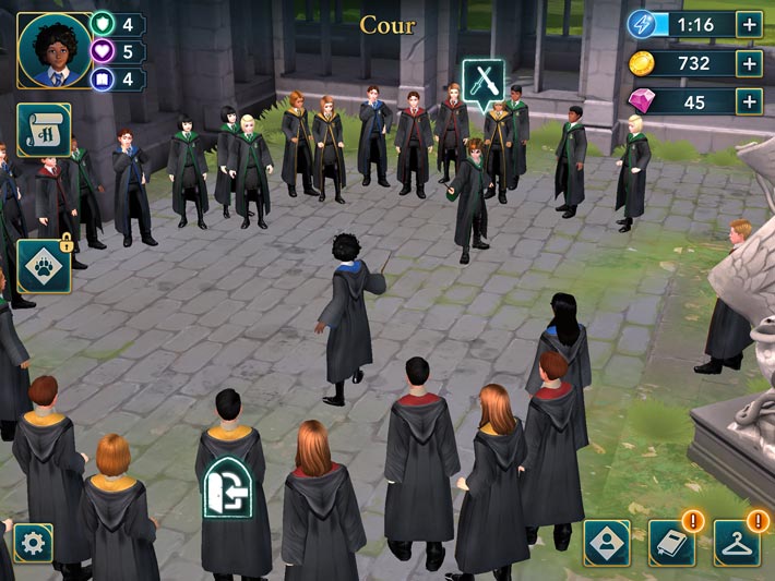 Harry Potter : Secret à Poudlard, duel de sortilége dans la cours de l’école