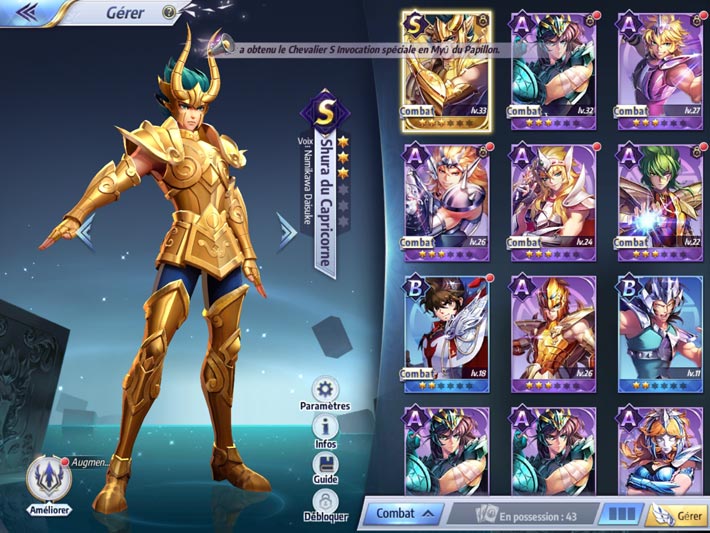 Saint Seiya Awakening: Knights of the Zodiac, collection