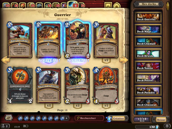 Collection de cartes dans HearthStone