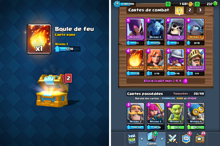 Coffres et cartes dans Clash Royale