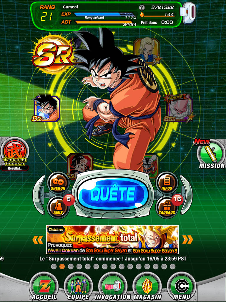 menu dbz dokkan battle