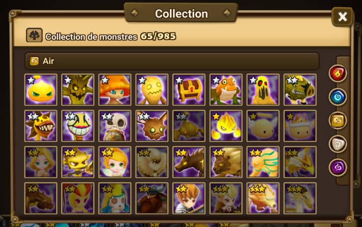 Collection de monstres Summoners War