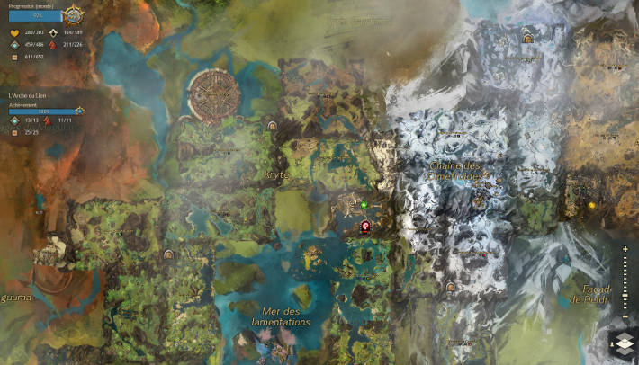 carte du monde dans Guild Wars 2