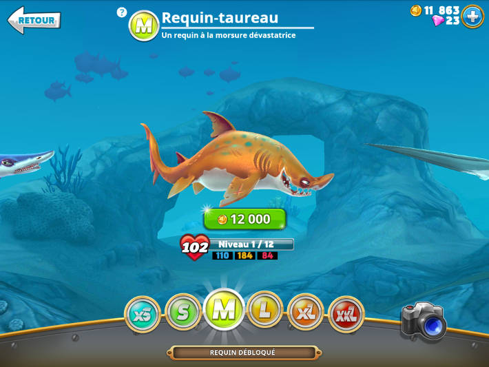 Requin taille M dans Hungry Shark World