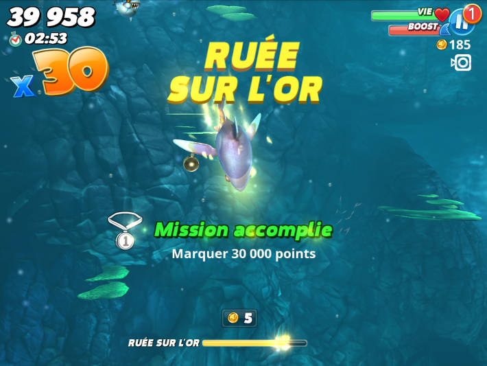 Ruée vers l'or dans Hungry Shark World