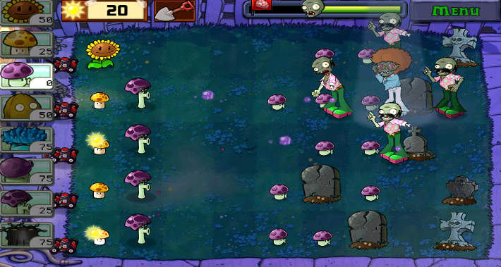 La nuit : Plantes contre zombies